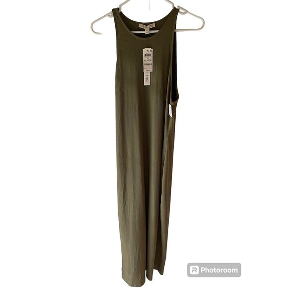 NWT INC X Culpos Bodycon ribbed, army green,‎ halter dress, SZ XL - Picture 5 of 8
